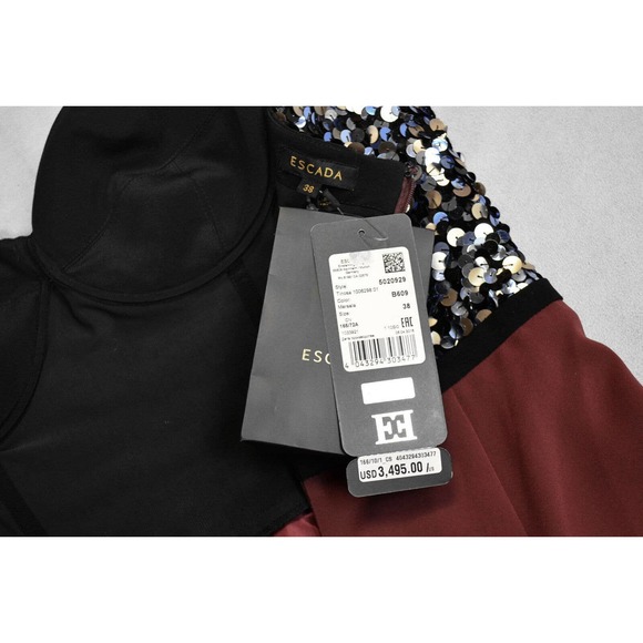 B00 NEW ESCADA Marsala Color Sequin Embellished Top Tinosa Jumpsuit Sz 38 $3495 - Picture 6 of 9